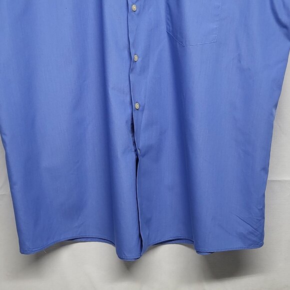 Arrow Mens Dress Shirt Half Sleeve XL 17.5 Button up Poplin Wrinkle Free Blue - Picture 3 of 12